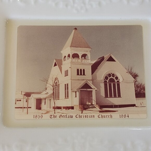 Vintage Gerlaw Christian Christian Display Plate Trinket Dish Gold Trim 6x7" - Picture 2 of 10